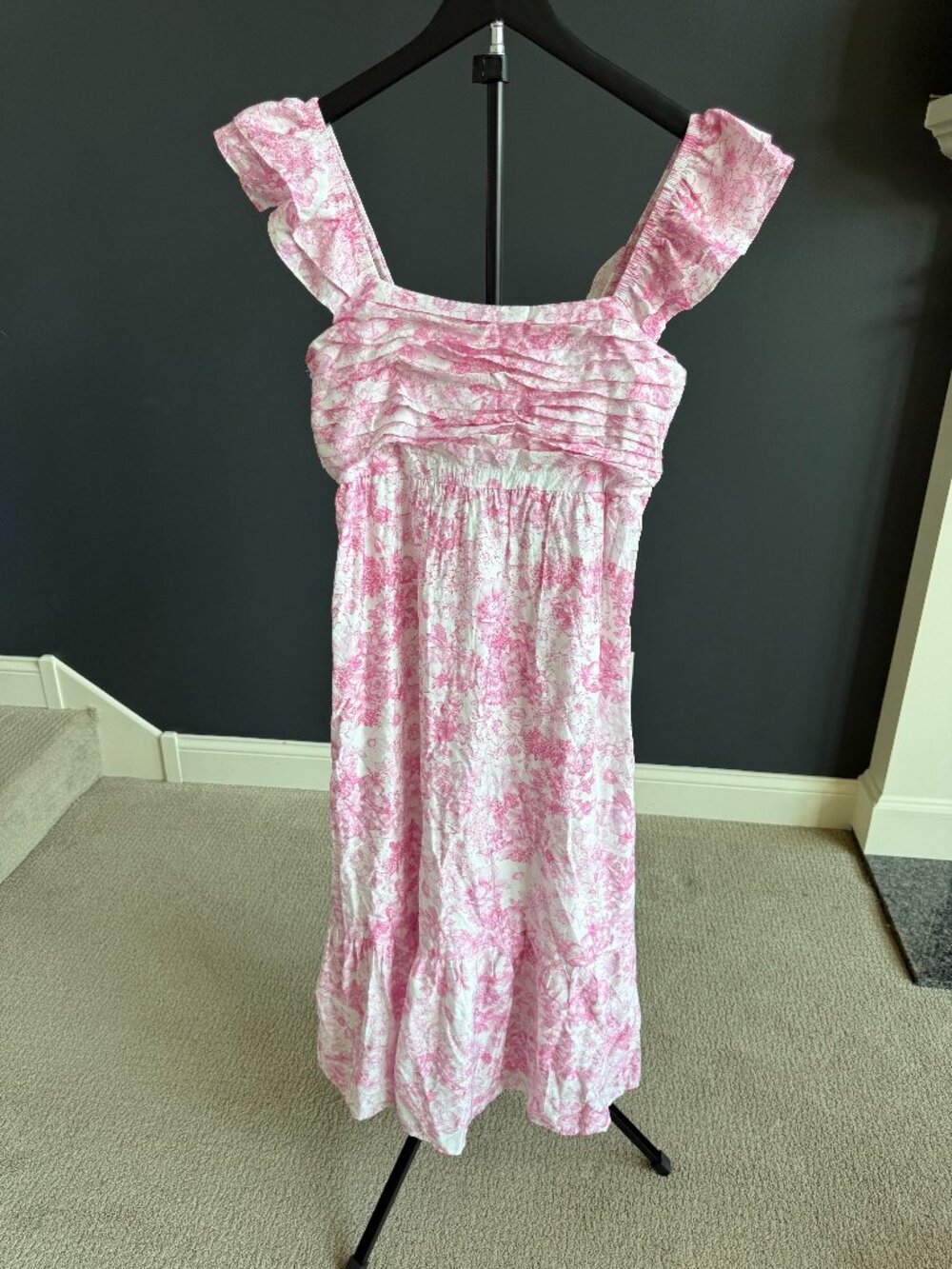 NWT Blu Pepper Pink Floral Smocked Maxi Dress L